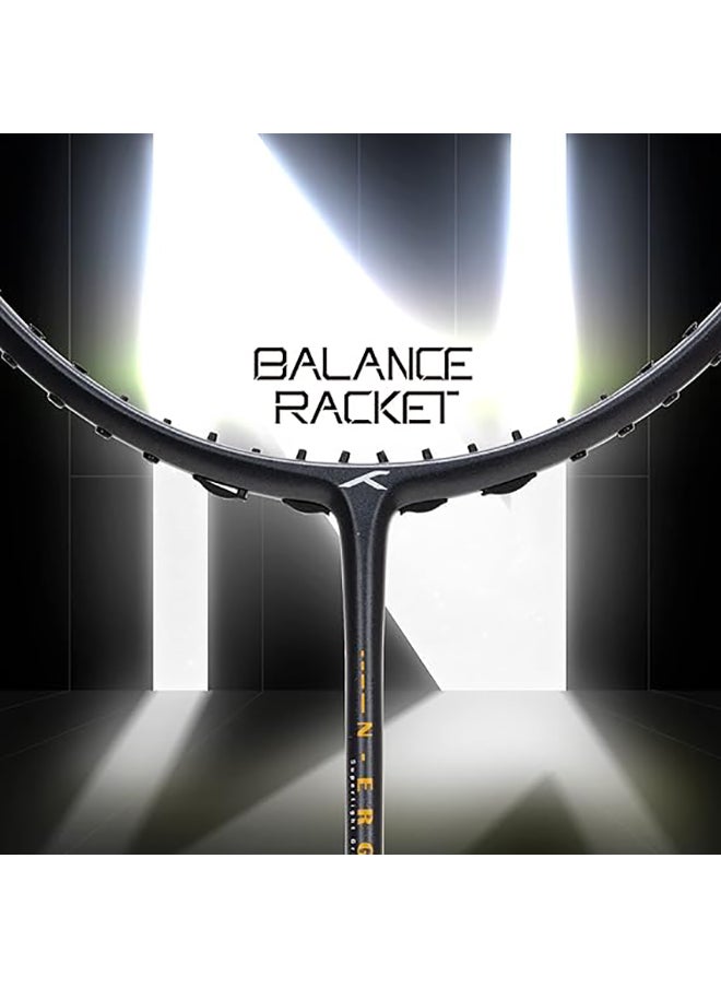 HUNDRED - N-ERGY 80 Carbon Fibre Strung Badminton Racket with Full Racket Cover  | For Intermediate Players | 80 grams | Maximum String Tension - 32lbs - Image 1