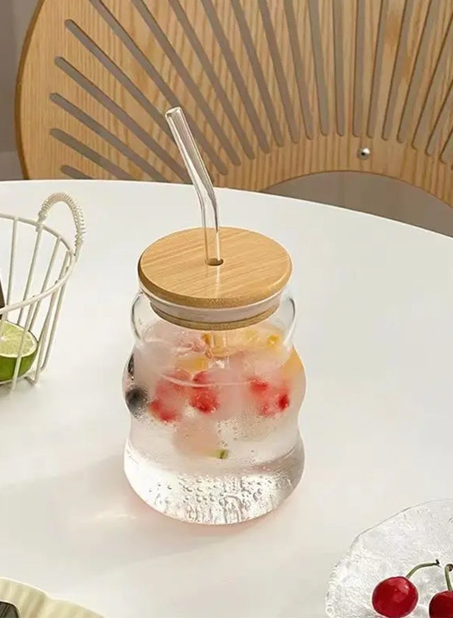 500ml Stylish Cloud Design Glass Coffee Cup with Spiral Straw Elegant Milk Tea Cup with High Borosilicate Glass - Image 2