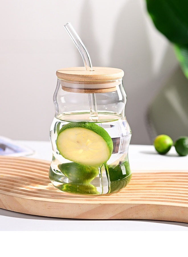 500ml Stylish Cloud Design Glass Coffee Cup with Spiral Straw Elegant Milk Tea Cup with High Borosilicate Glass - Image 1