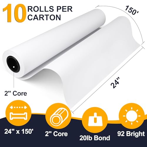 VOISEN Wide Format Plotter Paper, 24 In x 150 Ft, 2 Rolls, CAD Bond, 20lb Bond on 2" Core for CAD Ink Jet Printers - Image 2