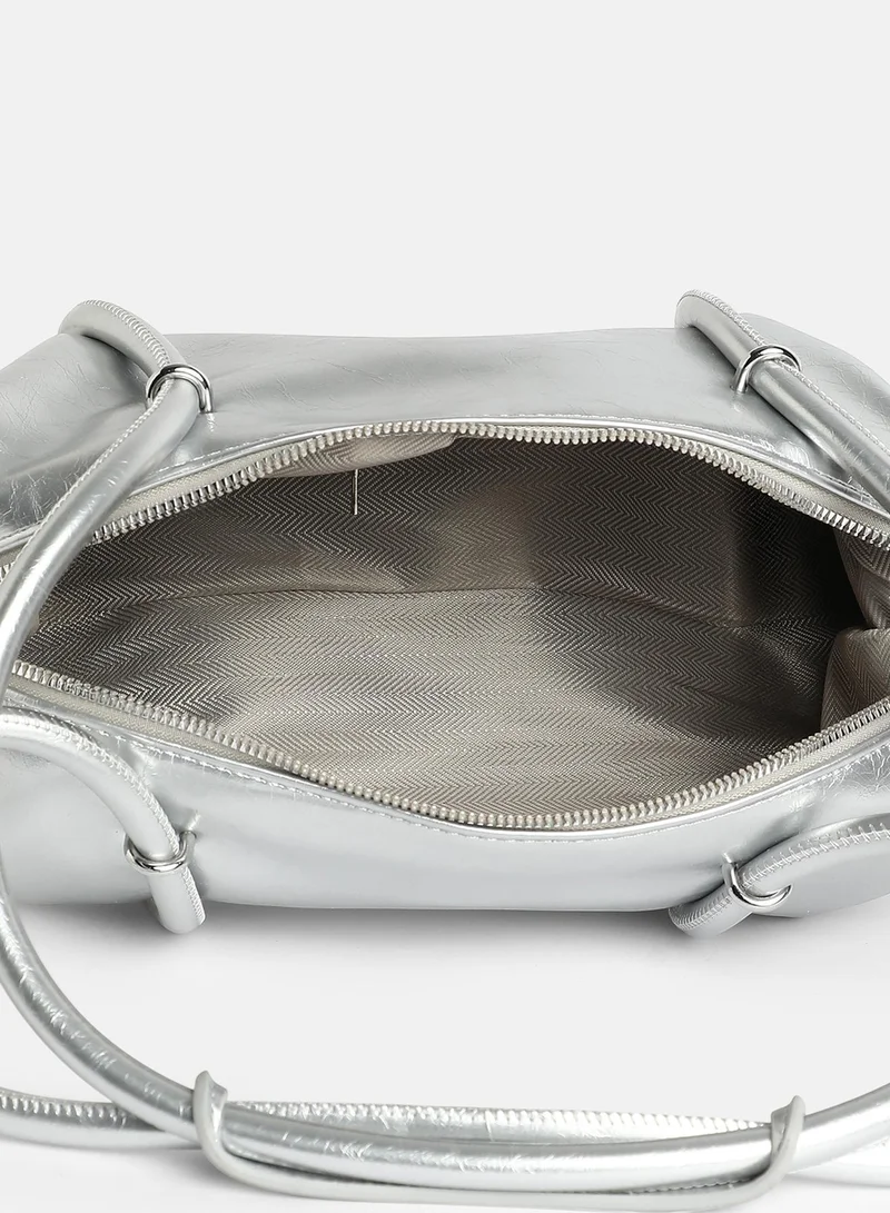 Haute Sauce Solid Zip Lock Regular Vegan Leather Hand Bag For Women