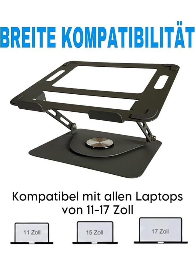 360° Rotatable Laptop Stand – Height Adjustable & Ergonomic, Portable Desk Stand for Laptops up to 17", Black - Image 4