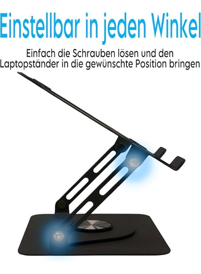 360° Rotatable Laptop Stand – Height Adjustable & Ergonomic, Portable Desk Stand for Laptops up to 17", Black - Image 3