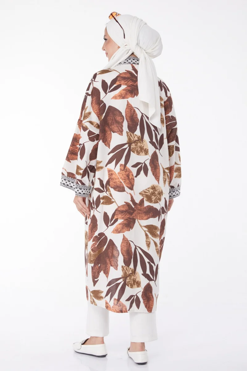 Tofisa Plain Medium Women's Brown Patterned Kimono - 13233