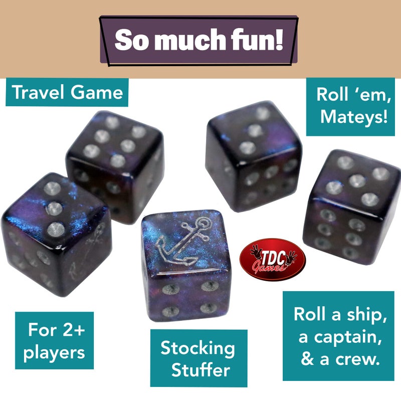 TDC Games Ship Captain Crew Dice Game, Great for Party Favors, Family and Travel Games, Dice Game for Adults - Image 3