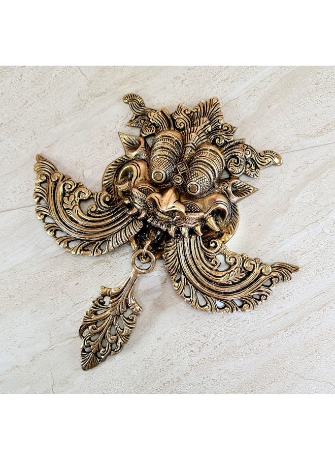 ESPLANADE ESPLANADE Brass Yali Wall Hanging | Evil Eye Protector | Home Decor | Brass Statue - 10.5" Inches  - Image 4