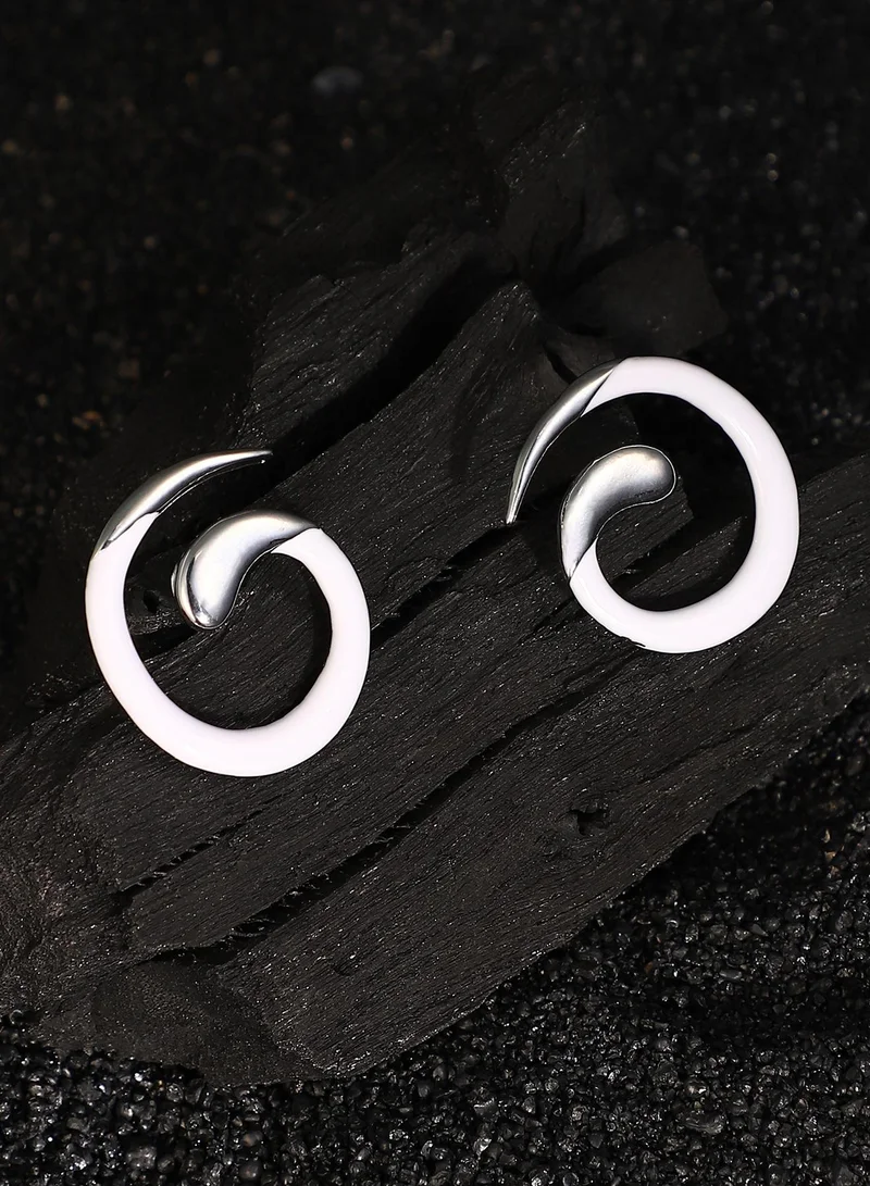 سوهي أقراط نسائية مطلية بالفضة بتصميم حلزوني