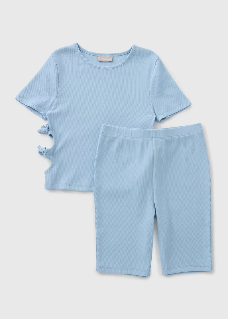 Matalan Girls Cut Out T-Shirt & Shorts Set