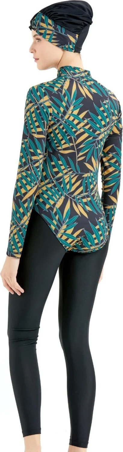 C&city Skirted Tights Fully Covered Hijab Swimsuit C13059 Green
