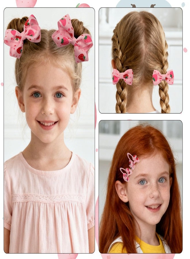 HLTOO 8PCS Strawberry Hair Clips and Ties, Pink Cute Hair Bow Barrettes, Fruit Metal Snap Hair Accessories, for Women and Girls Hair Styling Accessories - Image 4