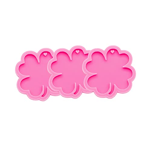 AMZTOART Silicone Mold with Hole Four-Leaf Clover Epoxy Casting Resin Mold for Keychain Pendant DIY Jewelry Crafts Making with 10Pc Key Ring (DY0255+DY0255+DY0255+PJ) - Image 4