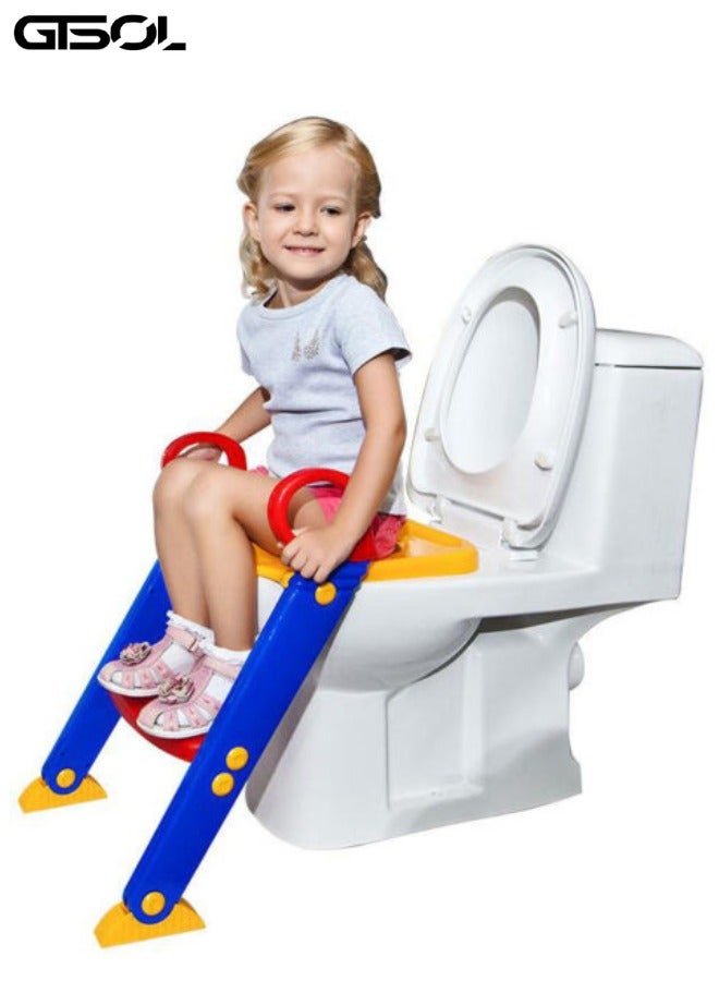 ج ت س آ ل مقعد تدريب المرحاض للأطفال مع سلم قابل للطي وقاعدة مانعة للانزلاق – تصميم مريح، قوي وسهل الاستخدام - Image 1