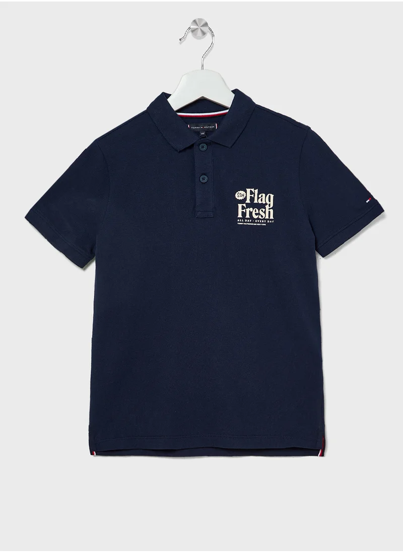 تومي هيلفيغر Youth Flag Fun Short Sleeve Regular Polo T-Shirt