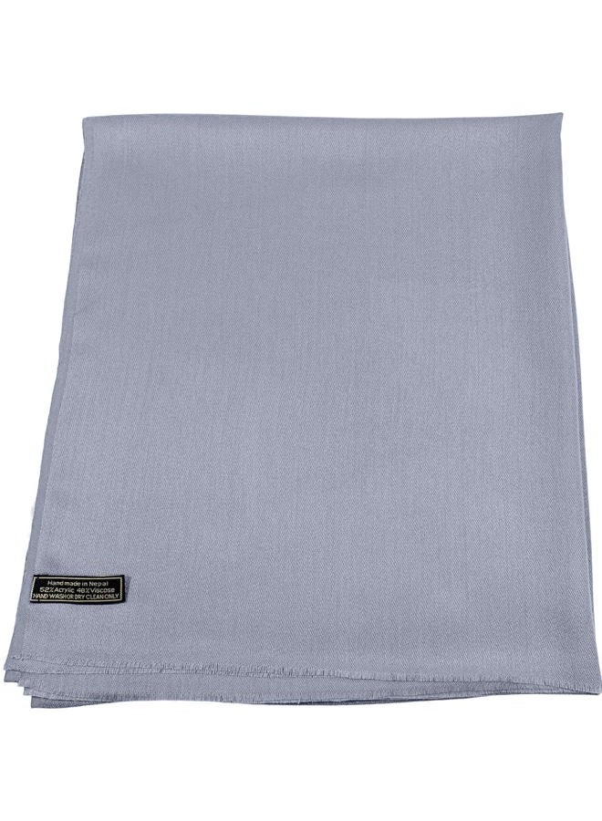 CJ Apparel Blue Grey Solid Color Fringe Design Gray Nepalese Shawl Seconds Scarf Wrap Stole Throw Head Wrap Pashmina Hand Made in Nepal NEW - Image 5