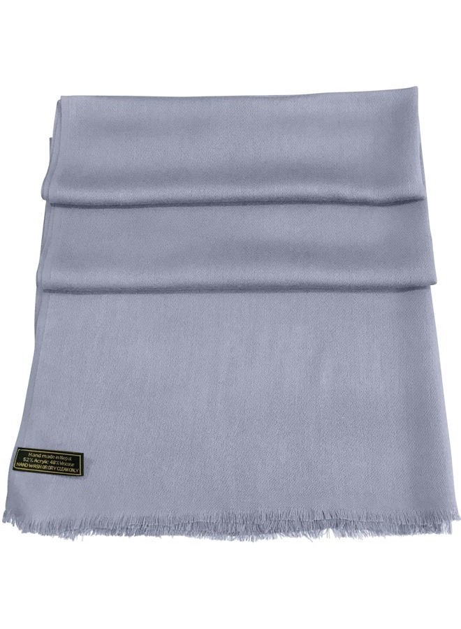 CJ Apparel Blue Grey Solid Color Fringe Design Gray Nepalese Shawl Seconds Scarf Wrap Stole Throw Head Wrap Pashmina Hand Made in Nepal NEW - Image 3