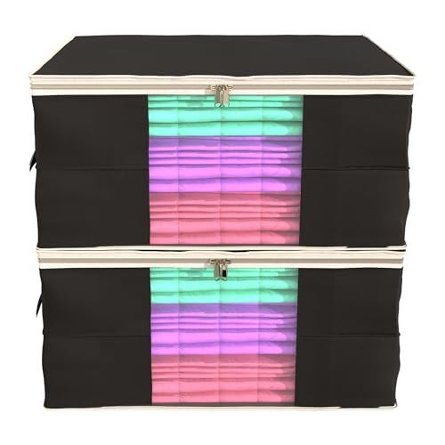 Kuber Industries Rectangular Non woven Underbed Storage Bag Set, Extra Large, Black, CTSN045, 2 Piece - Image 2