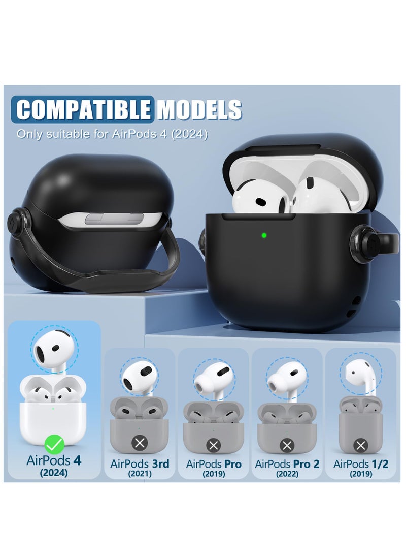 ANYOGRO AirPods 4 Case Cover for Women Men, Unique Musician Headset Design, PC Material Protective Case with Cleaner Kit and Keychain Compatible with Airpods 4th Generation 2024 Black  - Image 2