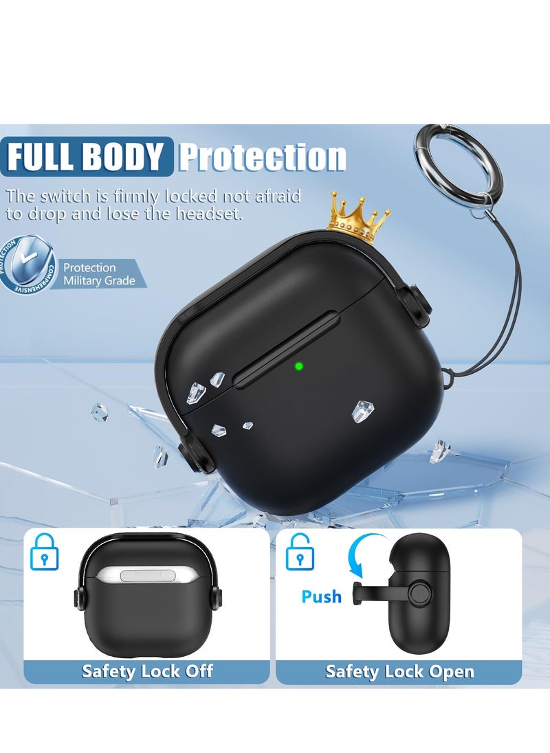 ANYOGRO AirPods 4 Case Cover for Women Men, Unique Musician Headset Design, PC Material Protective Case with Cleaner Kit and Keychain Compatible with Airpods 4th Generation 2024 Black  - Image 3