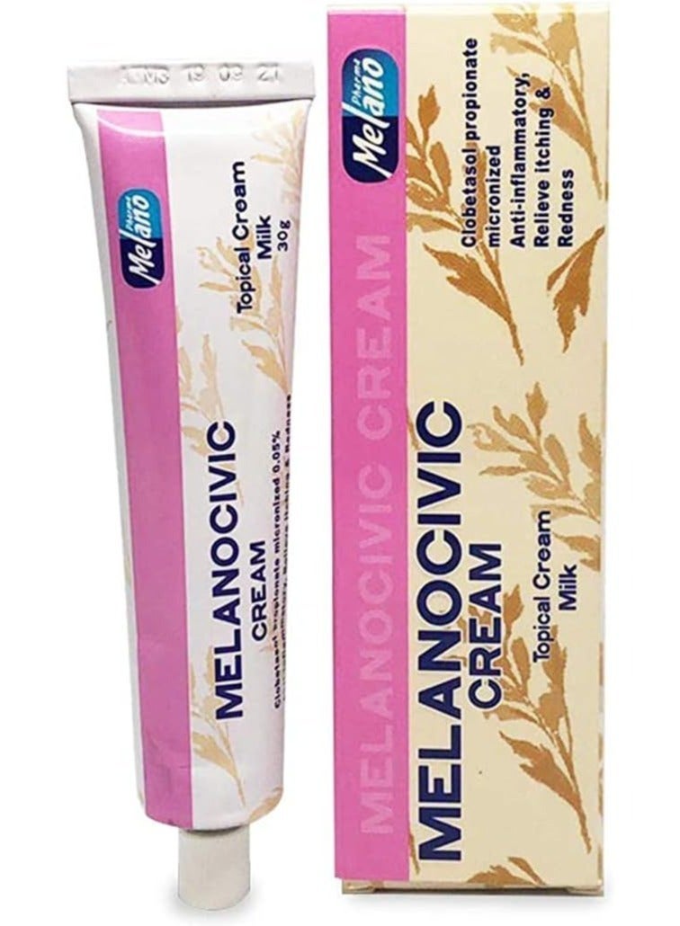 Melano Pharma كريم الحليب الاستوائي ميلانو سيفيك، يستهدف البقع الداكنة والشوائب، مناسب لحب الشباب والاحمرار والندبات وبقع الحمل، حل فعال لتحقيق بشرة أكثر إشراقًا، 30 جرام.