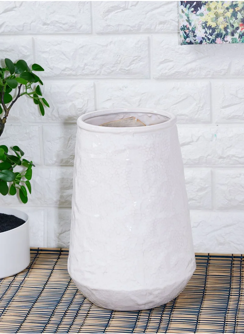 AURORA 28Cm Small Conical Vase - White