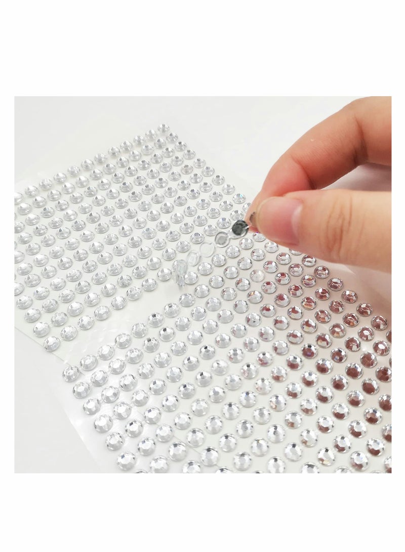 SOLARAE 2100 Pcs Rhinestone Stickers, Self Adhesive Crystal Glitter Diamond Art Gemstone Stickers for Face Diy Crafts Nail Phone Case Decoration (Transparent 3pcs and Colorful 3pcs) - Image 3