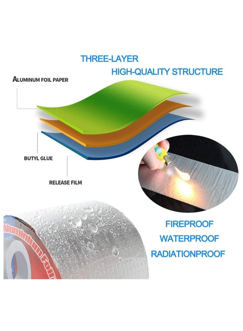 Zikra Aluminum Foil Butyl Tape Professional Super Waterproof Sealing Self Adhesive Adhesive Tape Kitchen and Bathroom House Roof Mending Materials for Pipes Patch Holes 1 Roll - Image 4