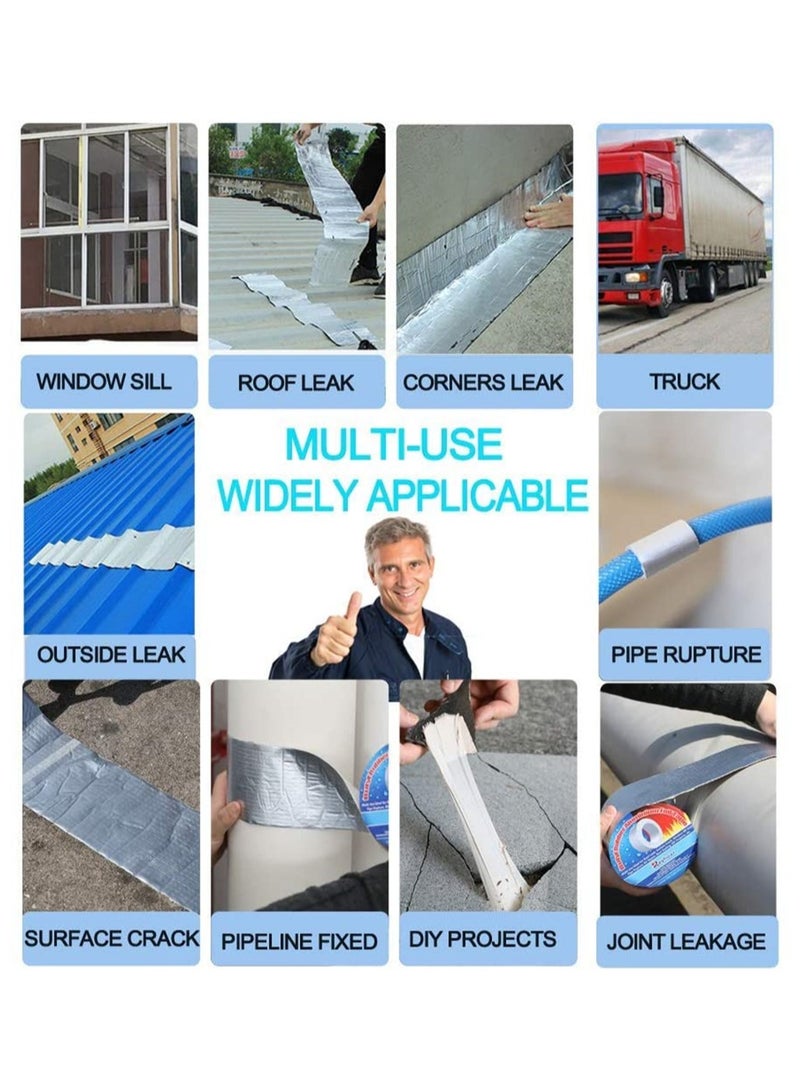 Zikra Aluminum Foil Butyl Tape Professional Super Waterproof Sealing Self Adhesive Adhesive Tape Kitchen and Bathroom House Roof Mending Materials for Pipes Patch Holes 1 Roll - Image 2