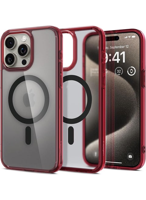 Ultra Hybrid MagFit for iPhone 15 Pro Max Case Cover with MagSafe - Frost Deep Red