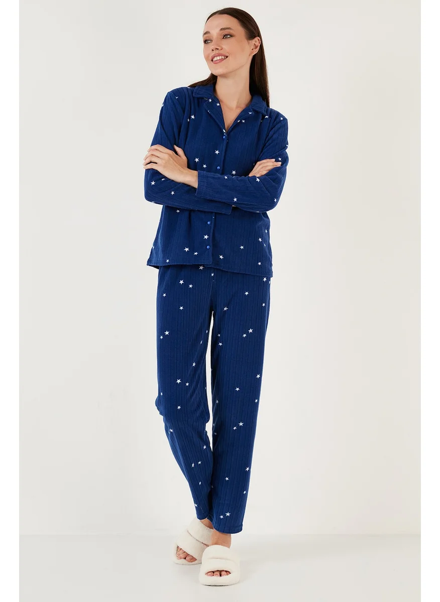 Lela Regular Fit Shirt Collar Front Buttoned Polar Fleece Pajama Set Women's Pajama Set 6571009W4