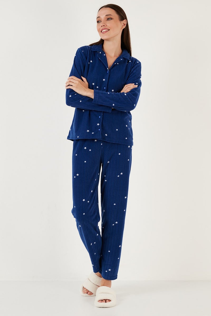 Lela Regular Fit Shirt Collar Front Buttoned Polar Fleece Pajama Set Women's Pajama Set 6571009W4  - Image 2