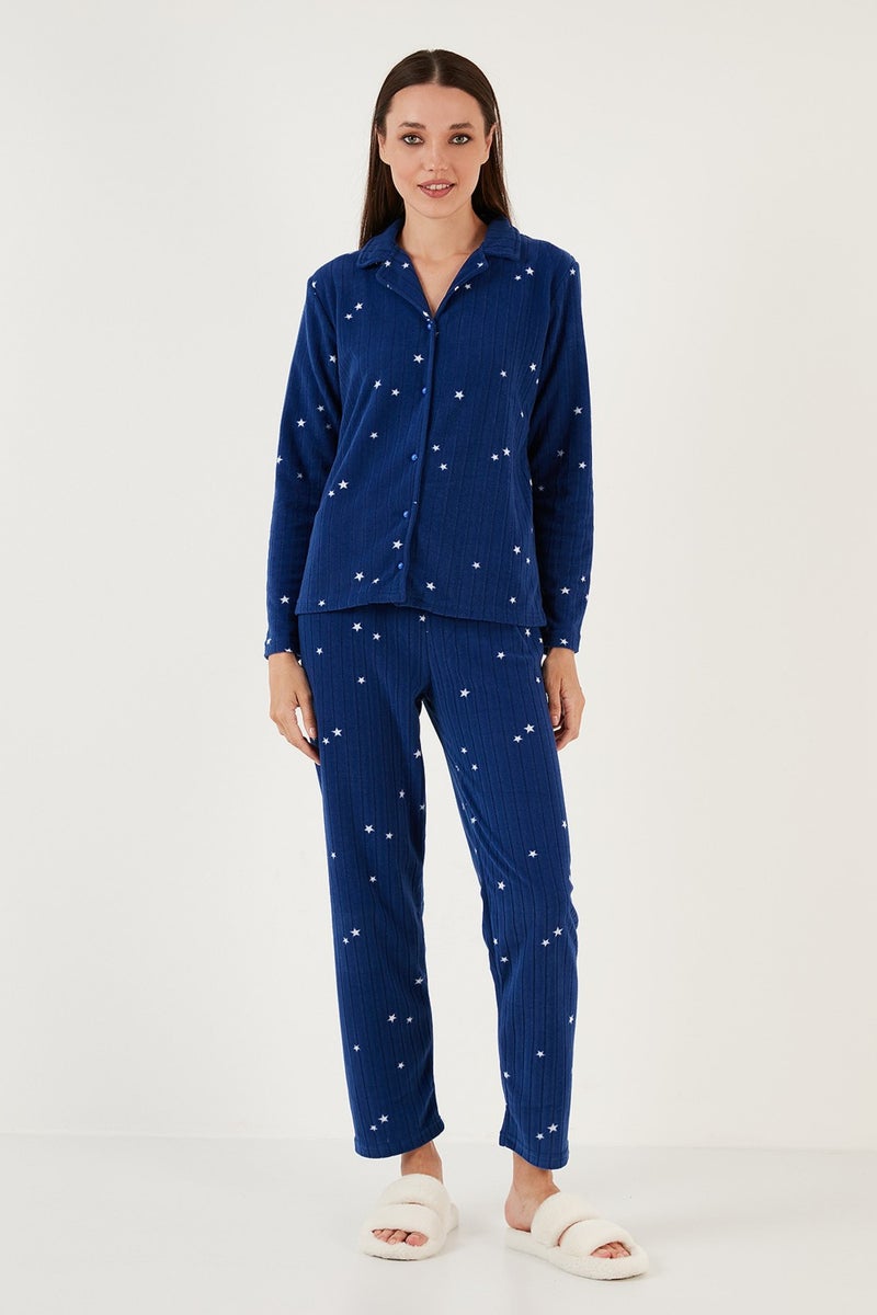 Lela Regular Fit Shirt Collar Front Buttoned Polar Fleece Pajama Set Women's Pajama Set 6571009W4  - Image 5