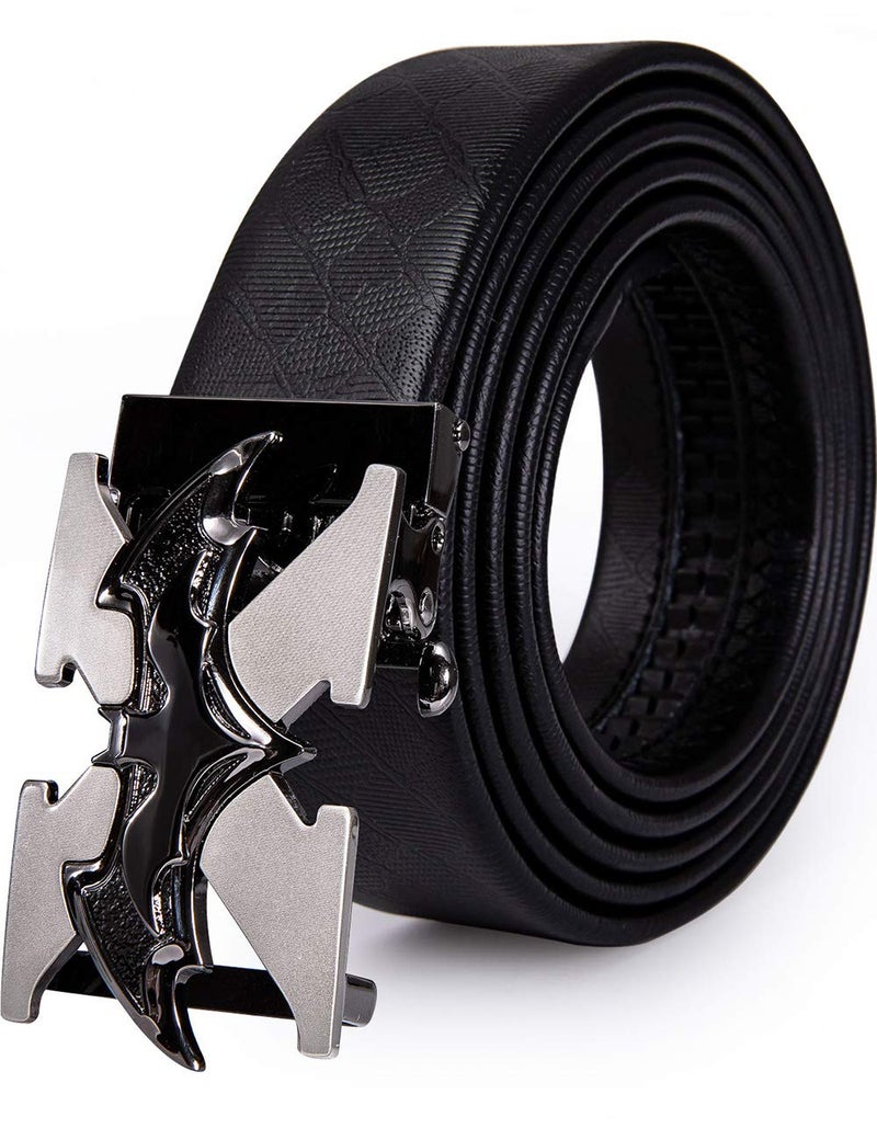 Dubulle Mens Designer Belt Ratchet Leather Black Belt Fashion Adjustable Sliding Automatic Buckle for Casual Party Gift