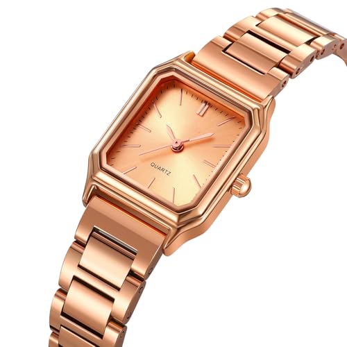 TOOCAT Steel Strap Womens Watch Fashion Simple Ladies Quartz Watch Waterproof Rose Gold Pointer Ladies Wristwatch Rose Gold - Image 3