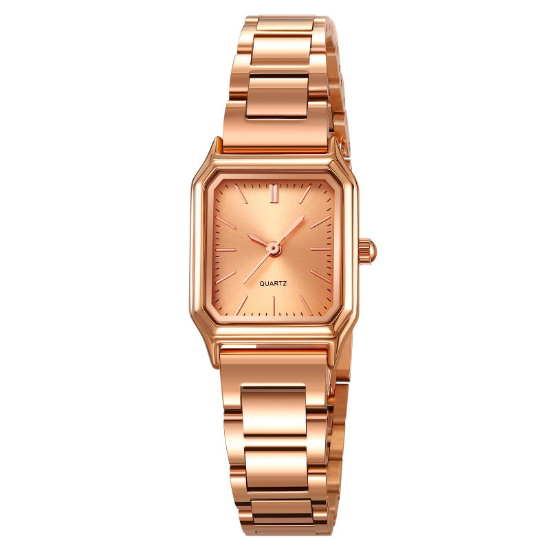 TOOCAT Steel Strap Womens Watch Fashion Simple Ladies Quartz Watch Waterproof Rose Gold Pointer Ladies Wristwatch Rose Gold - Image 2