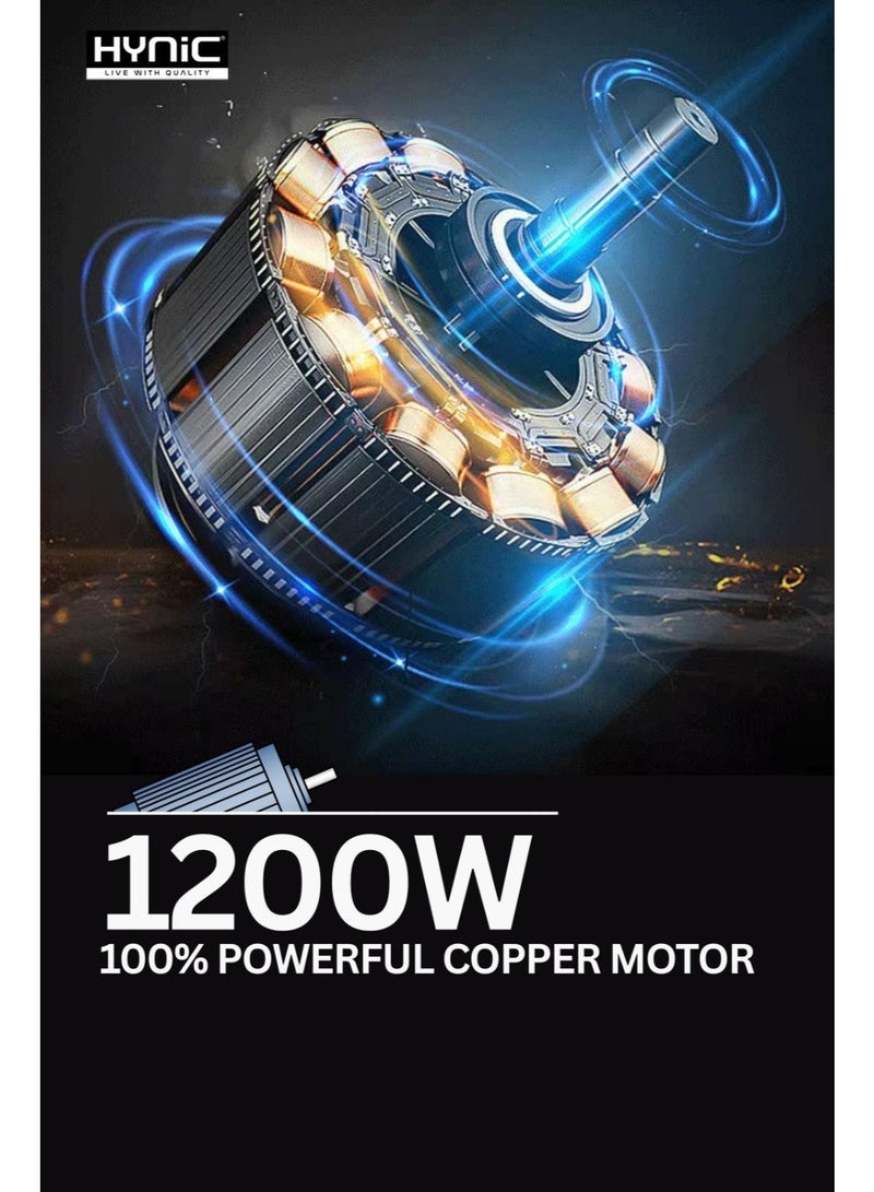 هاينك مطحنة الخلط الثقيلة Chef Pro بقوة 1200 واط | 3 جرار من الفولاذ المقاوم للصدأ (1.5 لتر، 1 لتر، 0.4 لتر) بأقفال أغطية بدون استخدام اليدين | محرك نحاسي 100٪ | شفرة مزج متفوقة ذات 6 زعانف وحماية من التحميل الزائد - Image 5