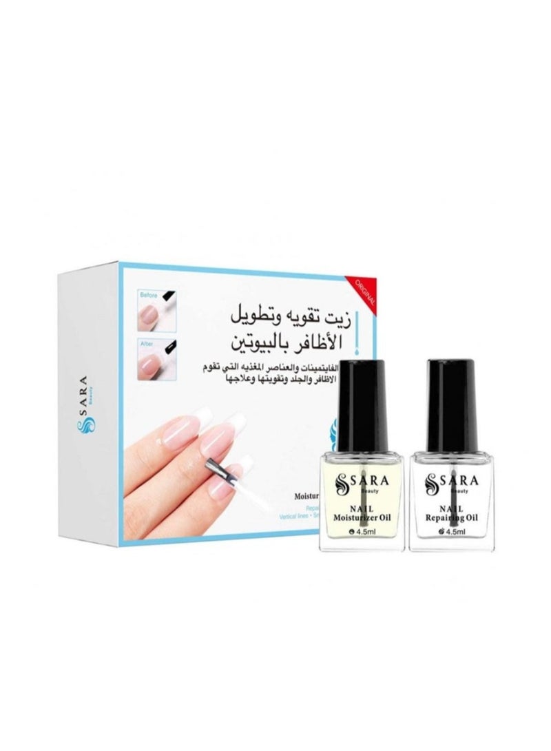 SARA BEAUTY Nail Strengthening and Lengthening Oil Set with Biotin 2*4.5 ml