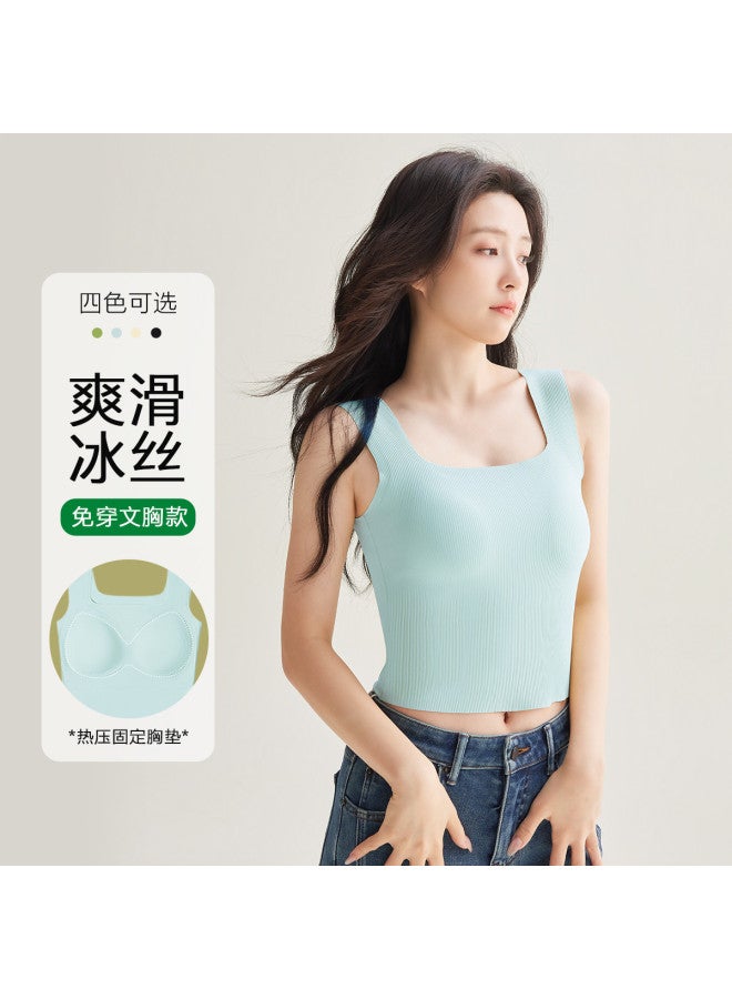 Red Bean Strapless Sleeveless Camisole For Women, Seamless Wide-Strap Tank Top, Inner Wear Or Outer Wear - Image 2