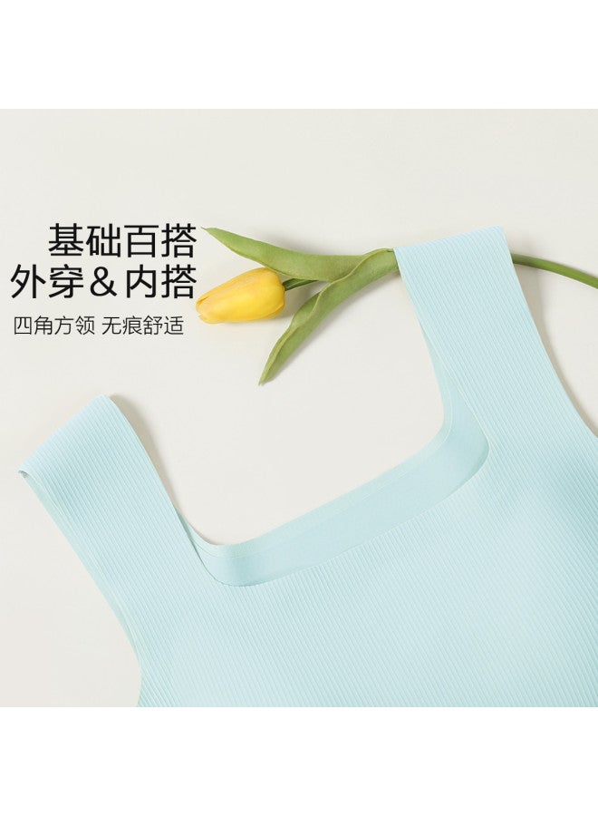 Red Bean Strapless Sleeveless Camisole For Women, Seamless Wide-Strap Tank Top, Inner Wear Or Outer Wear - Image 5