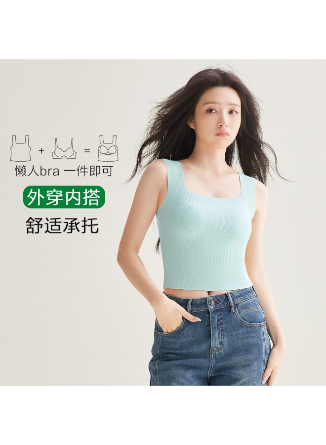 Red Bean Strapless Sleeveless Camisole For Women, Seamless Wide-Strap Tank Top, Inner Wear Or Outer Wear - Image 3