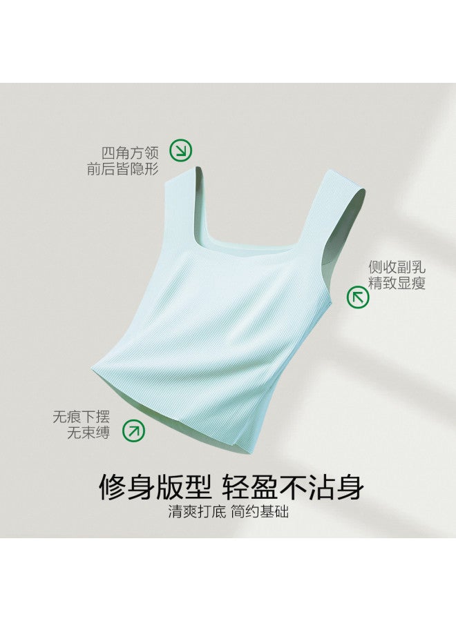 Red Bean Strapless Sleeveless Camisole For Women, Seamless Wide-Strap Tank Top, Inner Wear Or Outer Wear - Image 4