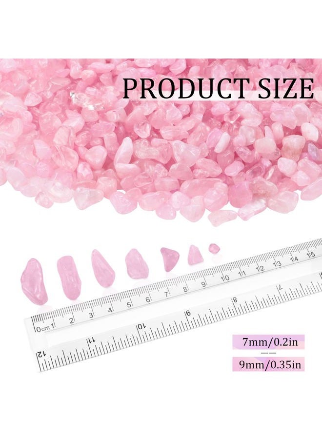 Twdrer 2lb/950g Small Natural Clear Rose Pink Tumbled Chips Crushed Stone Irregular Shaped Quartz Rock Healing Reiki Crystal Gemstone for Jewelry Making Garden Aquarium Vase Plant Decoration(Pink) - Image 2