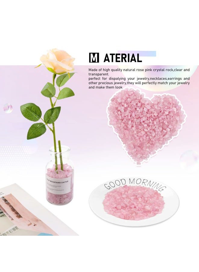 Twdrer 2lb/950g Small Natural Clear Rose Pink Tumbled Chips Crushed Stone Irregular Shaped Quartz Rock Healing Reiki Crystal Gemstone for Jewelry Making Garden Aquarium Vase Plant Decoration(Pink) - Image 5