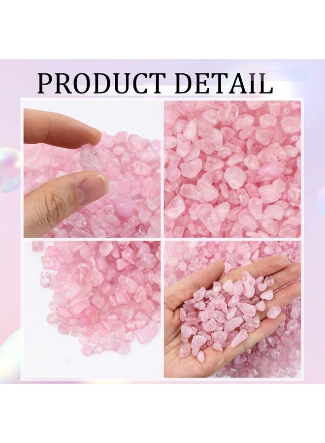 Twdrer 2lb/950g Small Natural Clear Rose Pink Tumbled Chips Crushed Stone Irregular Shaped Quartz Rock Healing Reiki Crystal Gemstone for Jewelry Making Garden Aquarium Vase Plant Decoration(Pink) - Image 3