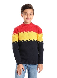 Wool Boys Pullover With Multi Design
