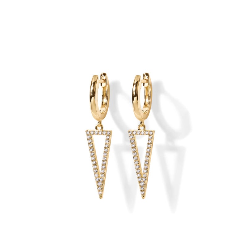 PAVOI 14K Gold Plated S925 Sterling Silver Post Drop/Dangle Huggie Earrings for Women | Dainty Earrings (Triangle, Yellow Plated) - Image 3