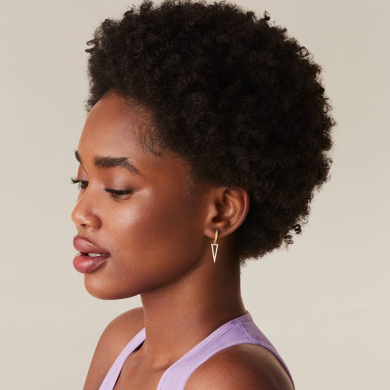 PAVOI 14K Gold Plated S925 Sterling Silver Post Drop/Dangle Huggie Earrings for Women | Dainty Earrings (Triangle, Yellow Plated) - Image 4