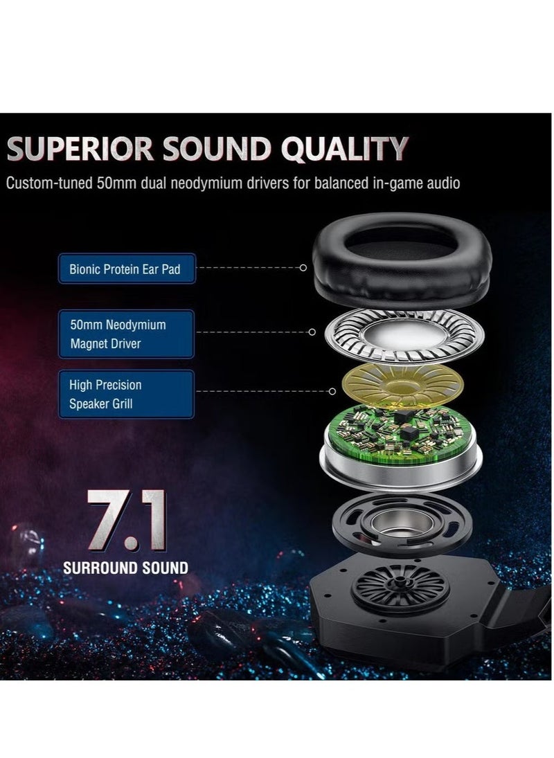 onikuma K8 Wired Stereo Gaming Headphones with Mic – LED Lights, Noise-Canceling Microphone, Over-Ear Design, High-Quality Sound for Gaming, Music, and Communication - Image 2