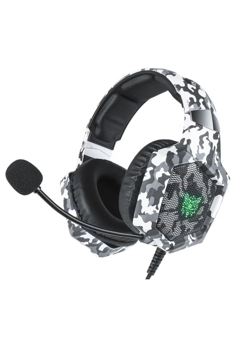 onikuma K8 Wired Stereo Gaming Headphones with Mic – LED Lights, Noise-Canceling Microphone, Over-Ear Design, High-Quality Sound for Gaming, Music, and Communication - Image 1