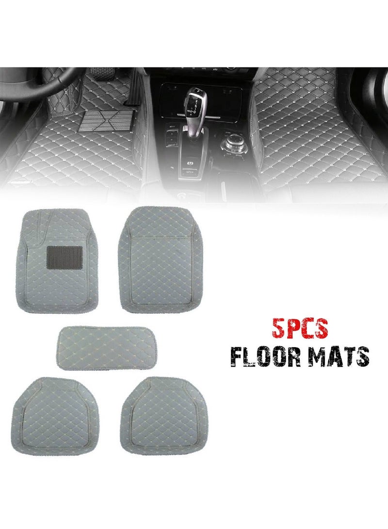 طقم دواسات أرضية يونيفرسال للسيارة بريميوم وعالي الجودة رمادي ريكسين - طقم 5 قطع - Image 1