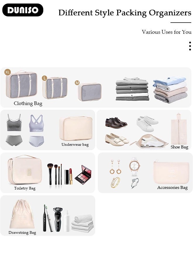 DUNISO 8 Piece Travel Organizer Bags for Luggage, Waterproof and Durable Travel Bags, Packing Cubes for Travel, Compression Cubes for Suitcases, Travel Bags for Clothes, Toiletries, Clothing, Underwear  - Image 3